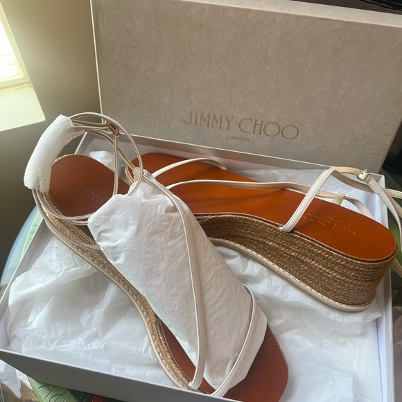 SALE🤍JIMMY CHOO latte drive 60 espadrilles heeled sandals 💞 - Picture 7 of 14